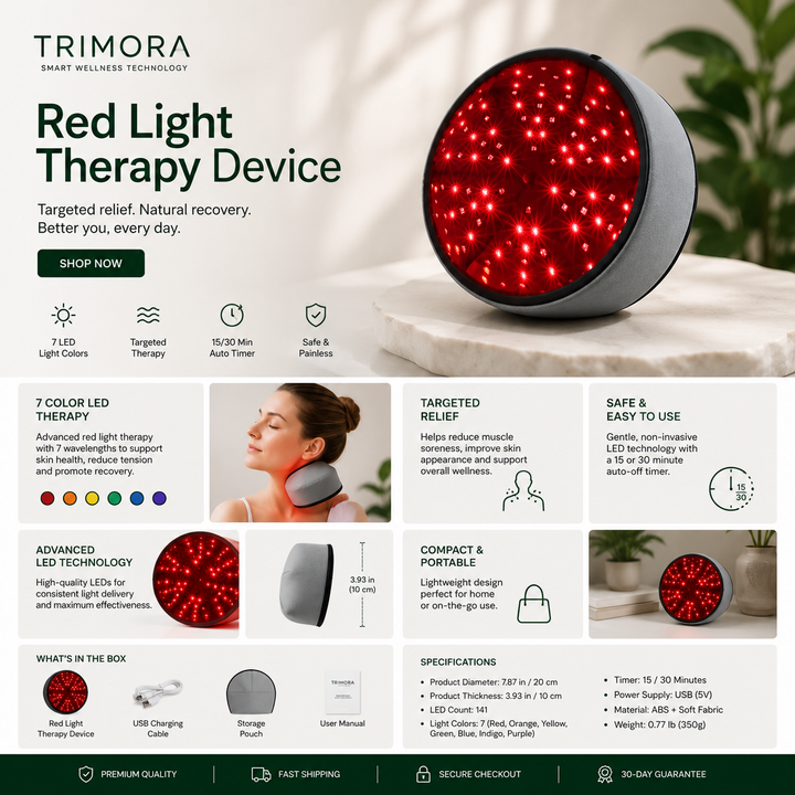 Trimora LumiLift Pro | 7-Color LED Face & Neck Massager