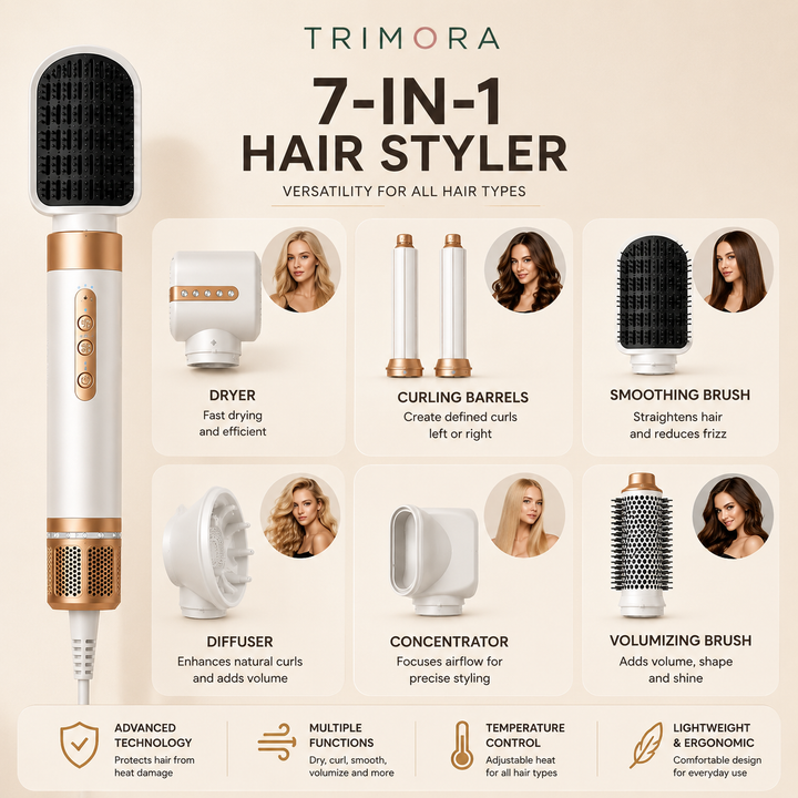 Trimora AirStyle Pro™ | 7-in-1 High-Speed Hot Air Styler