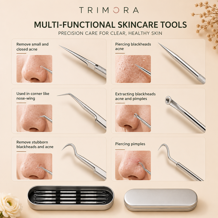 Trimora ClearSkin Pro™ | 8-Piece Acne Extraction Tool Set