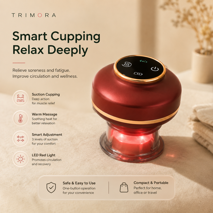 Trimora CuppingRelief Pro™ | Electric Cupping Massager with Red Light