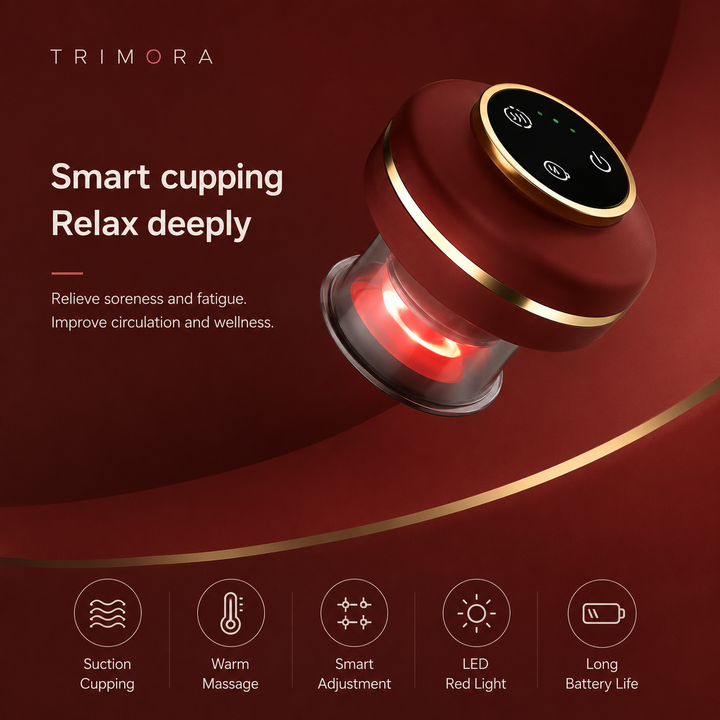 Trimora CuppingRelief Pro™ | Electric Cupping Massager with Red Light