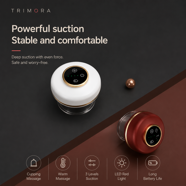 Trimora CuppingRelief Pro™ | Electric Cupping Massager with Red Light