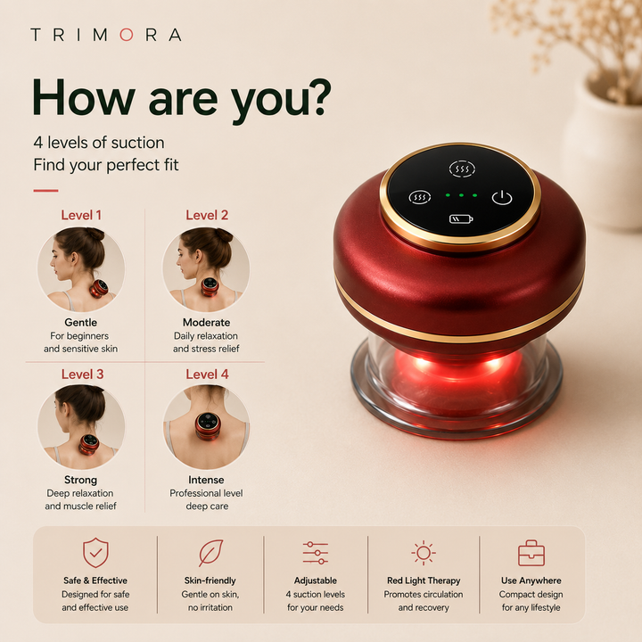 Trimora CuppingRelief Pro™ | Electric Cupping Massager with Red Light