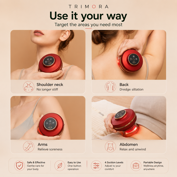 Trimora CuppingRelief Pro™ | Electric Cupping Massager with Red Light