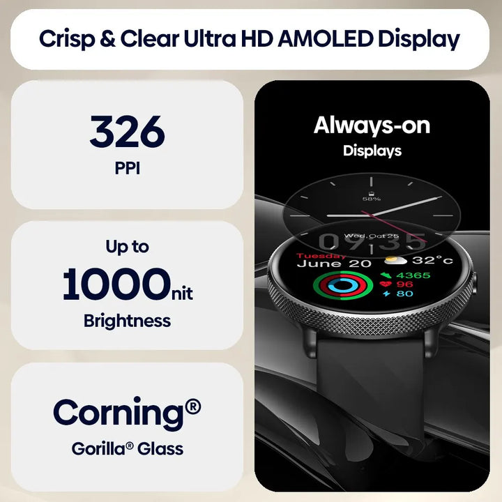 Trimora Active Smartwatch | GTR 3 Pro | AMOLED Display & Bluetooth Calling