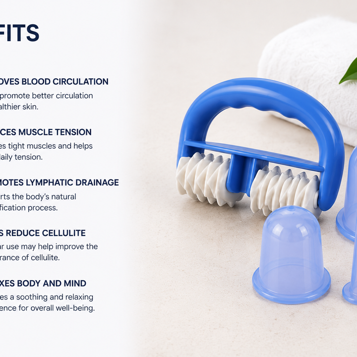 Trimora RollerRelief Pro™ | 5-Piece Vacuum Cupping Therapy Set