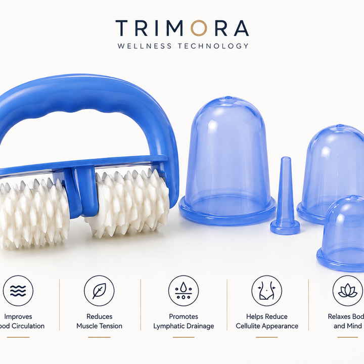 Trimora RollerRelief Pro™ | 5-Piece Vacuum Cupping Therapy Set