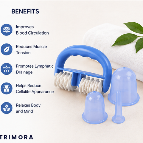 Trimora RollerRelief Pro™ | 5-Piece Vacuum Cupping Therapy Set