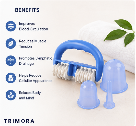 Trimora RollerRelief Pro™ | 5-Piece Vacuum Cupping Therapy Set